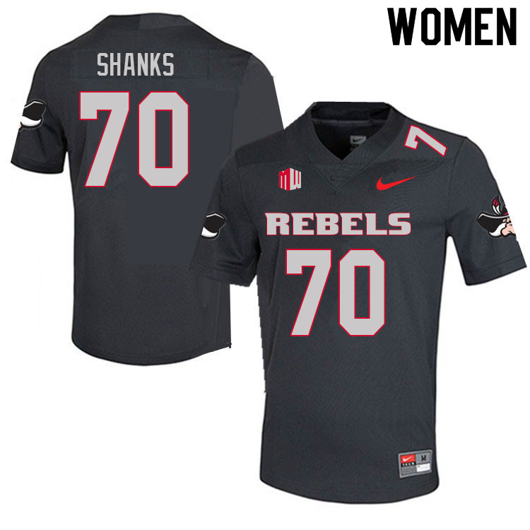 Women #70 Tiger Shanks UNLV Rebels College Football Jerseys Sale-Charcoal - Click Image to Close